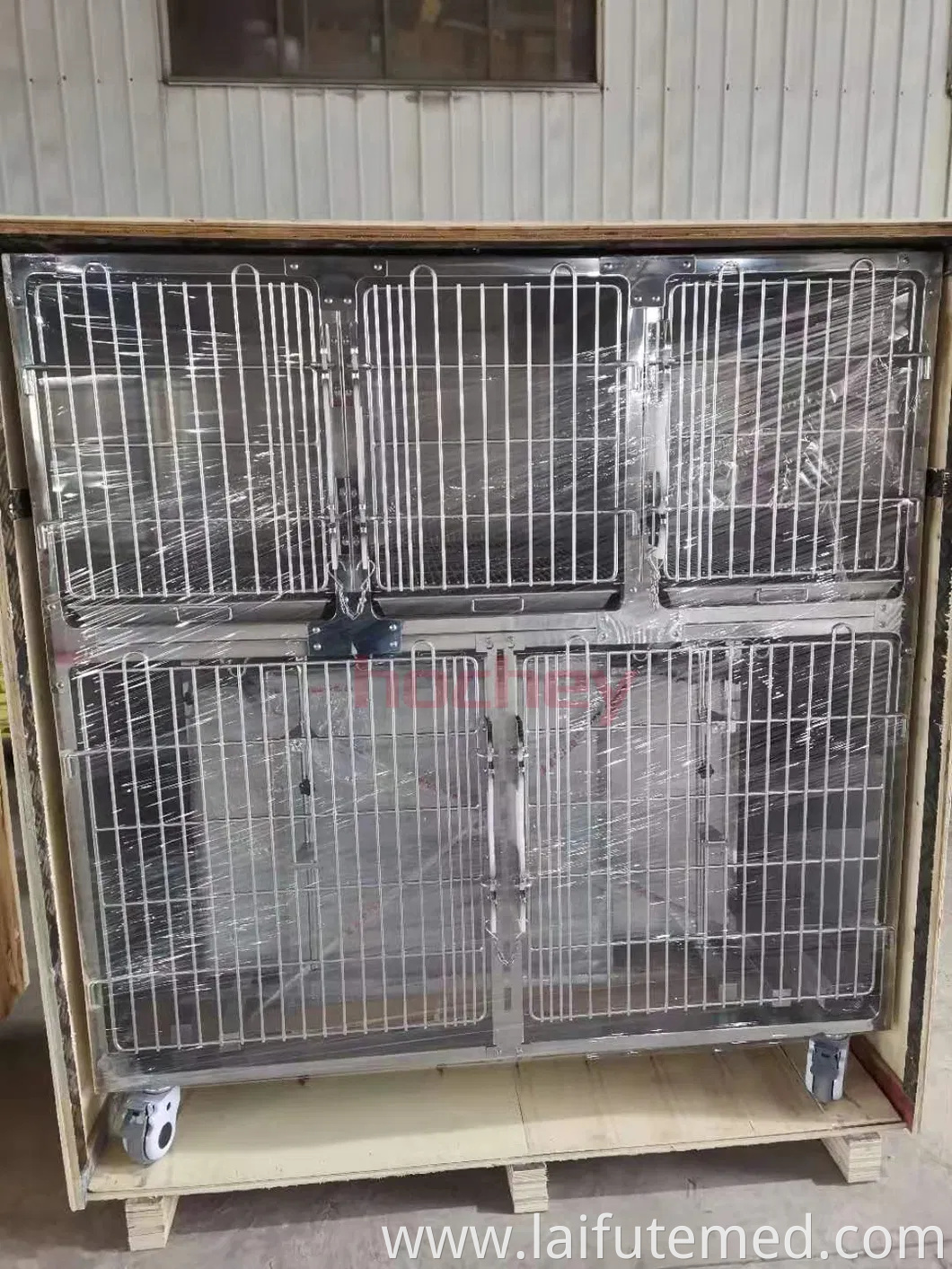 Factory Price Animal Veterinary Pet Cages Stainless Steel Vet Cat Cage with Wheels and Tray Oxygen Cage